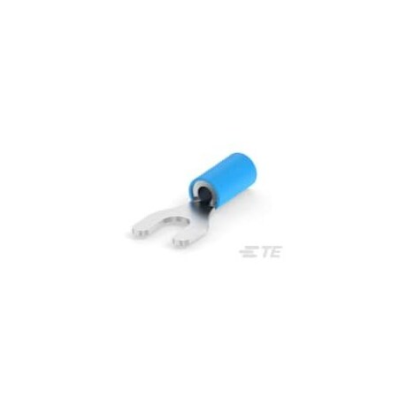 Te Connectivity Fork Terminal, #8 Stud Size, 14 AWG, 600 V, Vinyl Insulated, Blue 2-34166-1